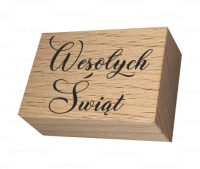 Stempel z napisem WESOŁYCH ŚWIĄT