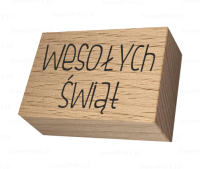 Stempel z napisem WESOŁYCH ŚWIĄT