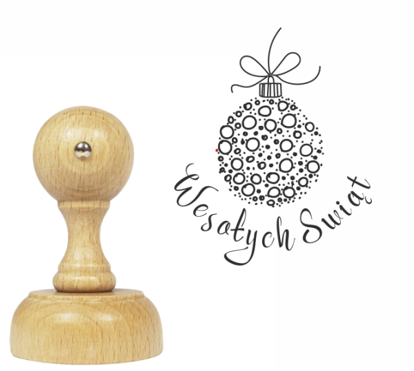 stempel świąteczny z bombką i napisem wesołych świąt - SweetPrint.pl