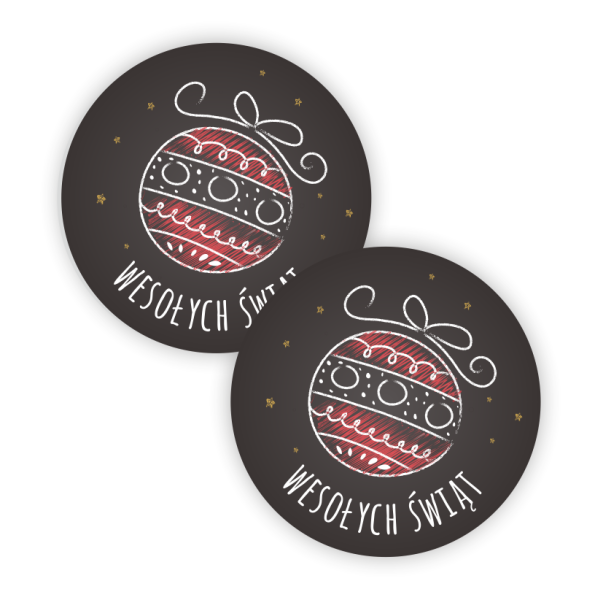 Czarne naklejki świąteczne z napisem Wesołych Świąt - eleganckie etykiety na prezenty - SweetPrint.pl