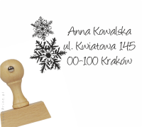 Świąteczny stempel  adresowy ze śnieżynkami PERSONALIZOWANY