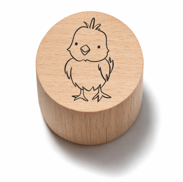 Stempel wielkanocny z kurczaczkiem -  drewniana pieczątka do kartek i dekoracji DIY.