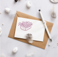 Stempel wielkanocny z koszykiem kwiatów -  drewniana pieczątka do kartek i dekoracji DIY.