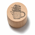 Stempel wielkanocny z dzbankiem z kwiatami  -  drewniana pieczątka do kartek i dekoracji DIY.