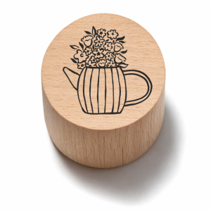 Drewniany stempel z bukietem w dzbanku | Pieczątka do scrapbookingu