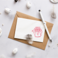 Stempel wielkanocny z konewka z kwiatami  -  drewniana pieczątka do kartek i dekoracji DIY.