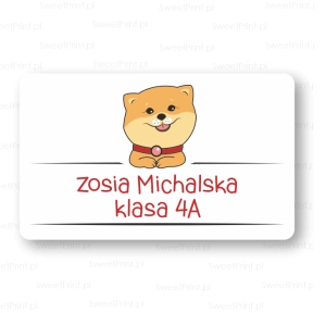 Naklejki na zeszyty - personalizowane PIESEK Shiba Inu