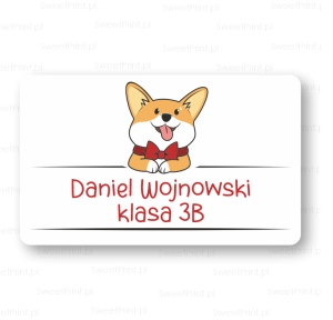Naklejki na zeszyty - personalizowane PIESEK Corgi