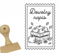Stempel personalizowany Skrzynia Jabłek z drewnianym uchwytem i odbiciem ze skrzynką jabłek oraz cynamonem