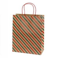 Papierowa torebka świąteczna w paski 32,5x26 cm 