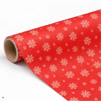 Papier do pakowania prezentów - czerwony w złote śnieżynki
