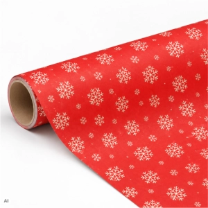 Papier do pakowania prezentów - czerwony w złote śnieżynki