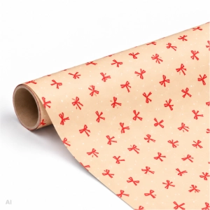 Papier do pakowania prezentów CZERWONE KOKARDKI
