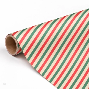 Papier do pakowania prezentów w czerwono-zielone paski