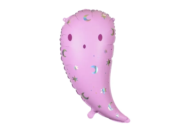 balon foliowy w kształcie ducha z holograficznym nadrukiem księżyców i gwiazdek