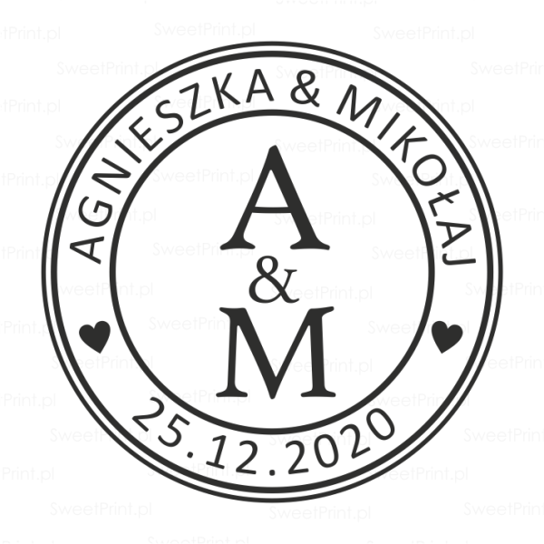 personalizowany stempel ślubny z inicjałami