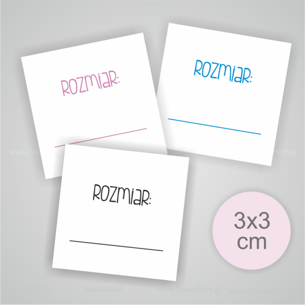 metki do wydruku / do wpisania rozmiaru