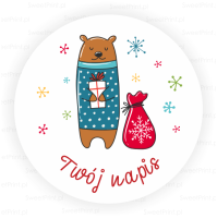 Naklejki świąteczne z misiem - CHRISTMAS FUN