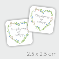 Naklejki mini - 70 szt   Dziękujemy za zakupy FLORAL