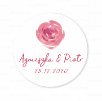 Personalizowane naklejki ślubne PINK ROSE