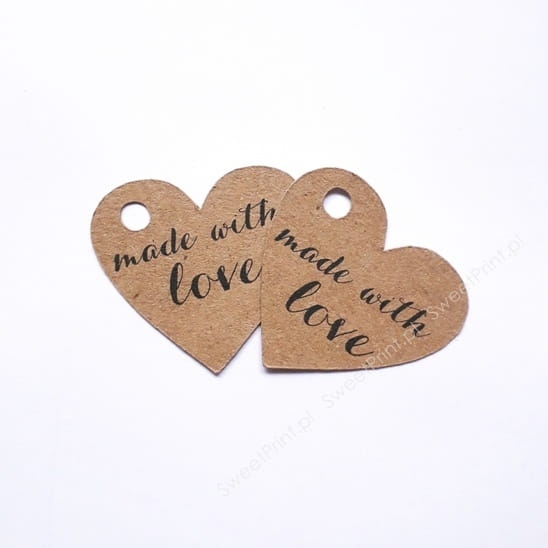 zawieszka serce z nadrukiem made with love