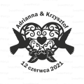 stempel ślubny z ptaszkami