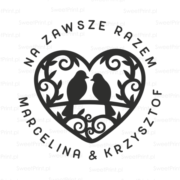 pieczątka ślubna z ptaszkami
