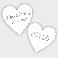 Personalizowane naklejki ślubne w kształcie serca