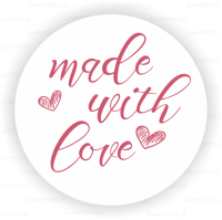 Naklejki MADE WITH LOVE biało - koralowe