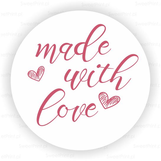 okrągłe naklejki z napisem made with love
