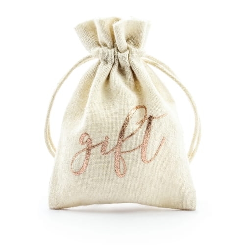 bawełniany woreczek z napisem gift