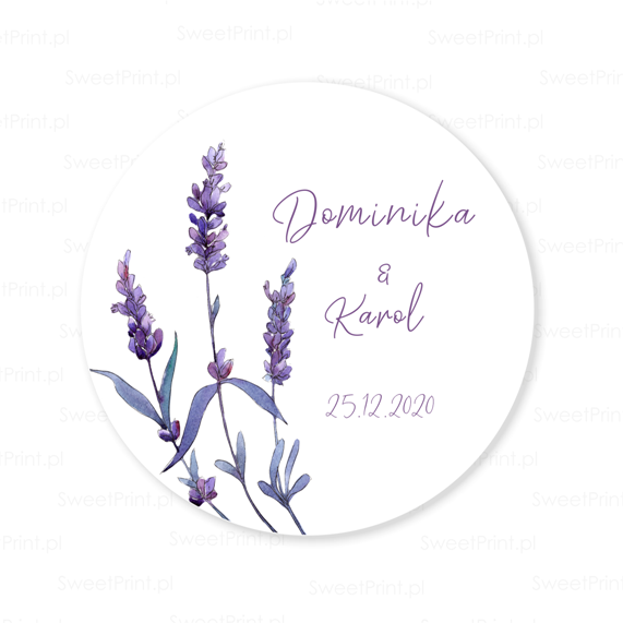 naklejki ślubne z motywem lawendy