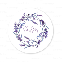 Personalizowane naklejki ślubne LAWENDOWY WIANEK
