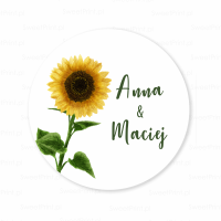 Personalizowane naklejki ślubne SŁONECZNIK