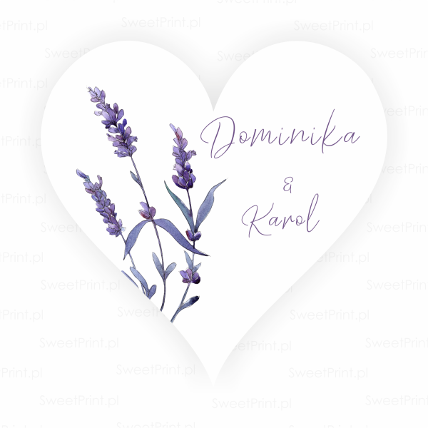 naklejki ślubne z lawendą