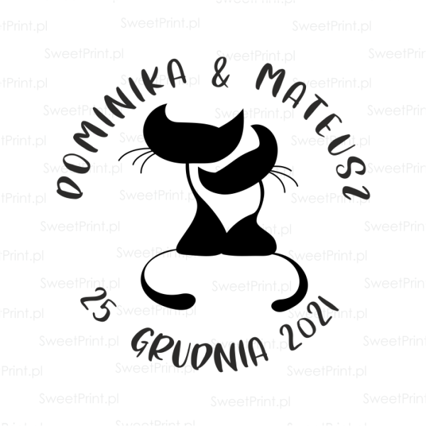 pieczątka ślubna z kotami