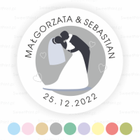 Personalizowane naklejki ślubne KISSING COUPLE