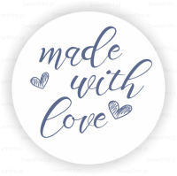 Naklejki MADE WITH LOVE biało - granatowe