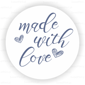 Naklejki MADE WITH LOVE biało - granatowe
