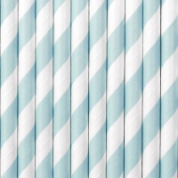 Słomki papierowe w jasnoniebieskie paski