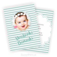 Zaproszenia na urodziny w miętowe paski