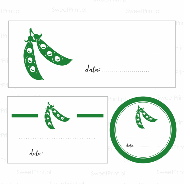 naklejki na przetwory z groszkiem