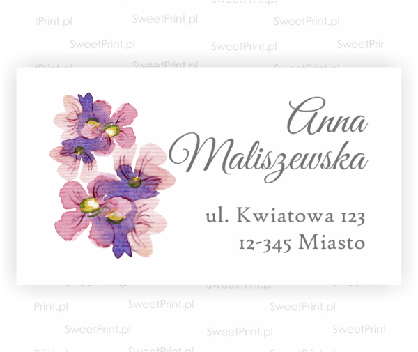 personalizowane naklejki adresowe z kwiatkami