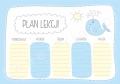 plan lekcji do druku WIELORYB - pastelowy PDF A4