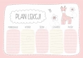 plan lekcji do druku ŻYRAFA - pastelowy PDF A4