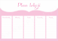 Plan lekcji do wydrukowania - PASTEL RETRO PINK
