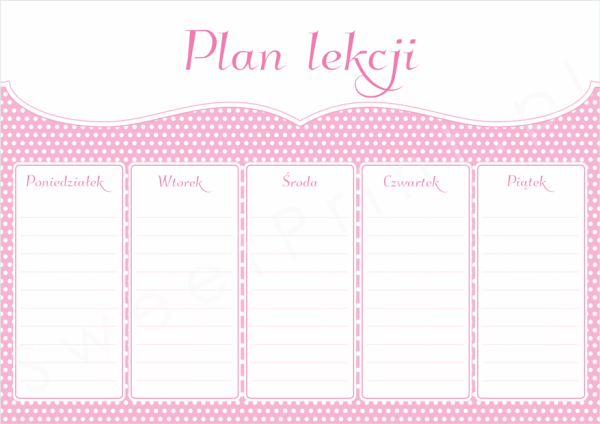 plan lekcji PASTEL RETRO PINK - różowy PDF A4