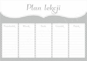 Plan lekcji do wydrukowania - PASTEL RETRO GREY