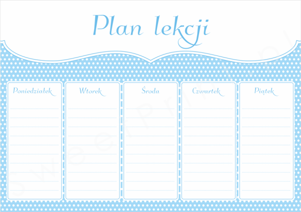 plan lekcji PASTEL RETRO BLUE - niebieski PDF A4