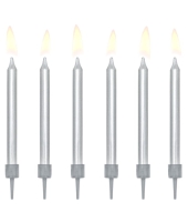 Srebrne świeczki na tort  6cm / 6 szt 